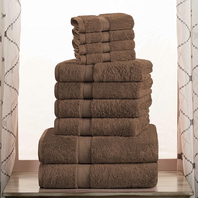Superior Egyptian Cotton Ultra Plush & Absorbent, 10 Piece Set, Chocolate | - Image 2