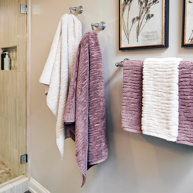 SKL Home CloudSoft 100% Cotton Luxury 4-Piece Bath Towel Set, Soft Plum | - Image 5