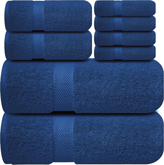 Infinitee Xclusives 100% Cotton Bath Towel Set – 8 Piece Bathroom Towel Set | – by InfiniteeXclusives