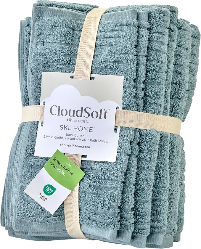 SKL Home CloudSoft Bath Towel Set, 100% Cotton Luxury, Teal | 2 Bath towels - Image 7