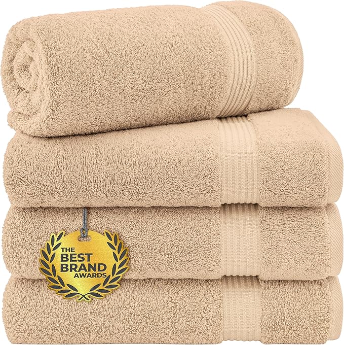 Cotton Paradise Turkish Towel Set, Soft Absorbent Quick Dry, 4 Piece Bath Towel by UNITEDHOMETEXTILE