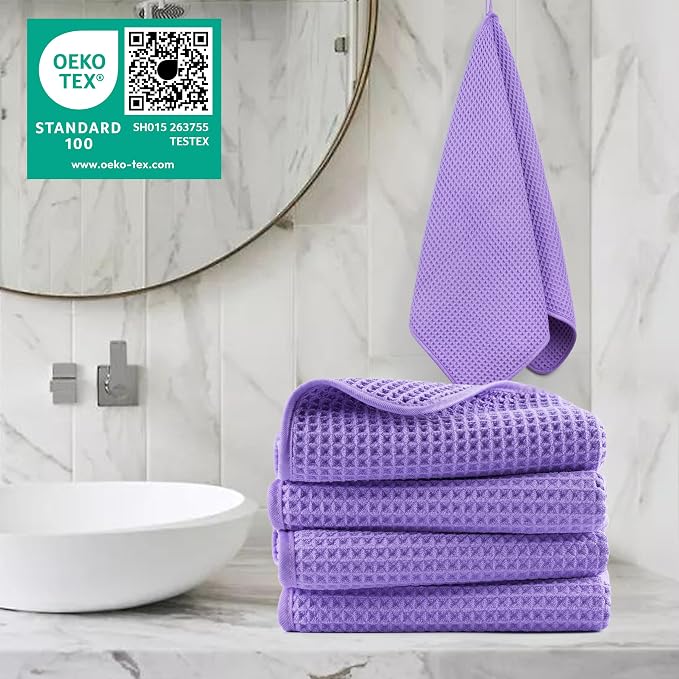 POLYTE 430 GSM Poly Blend Microfiber Quick Dry Waffle Hand Towel, 16x30 in | 4 - Image 2