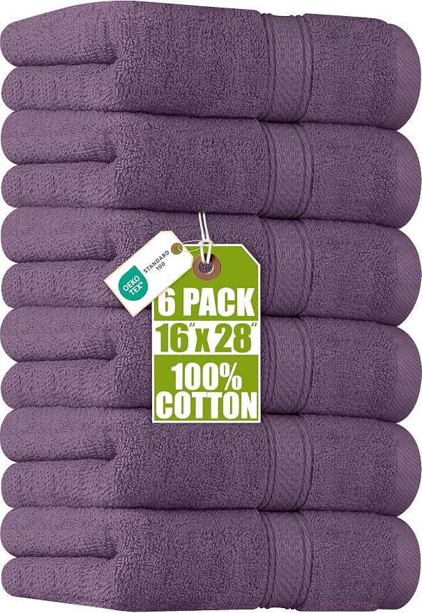 Utopia Towels 6 Pack Premium Hand Towels, 16x28 in, 600 GSM Cotton, Plum | by Unknown
