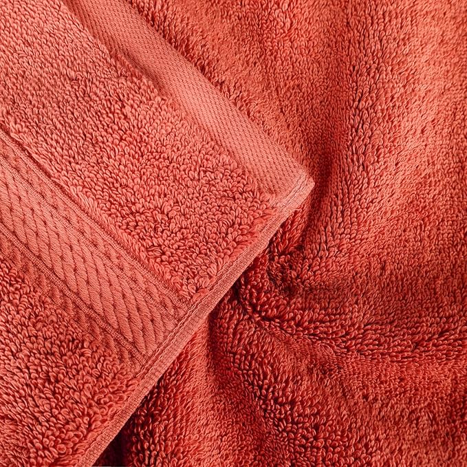 SUPERIOR Egyptian Cotton Ultra Plush & Absorbent, 8 Piece Set, Coral | Quick Dry - Image 4