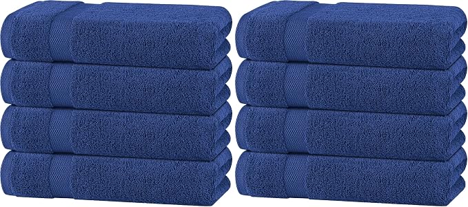 White Classic Navy Blue Bath Towels 27x54 Inch, Cotton Towel Set by WhiteClassic