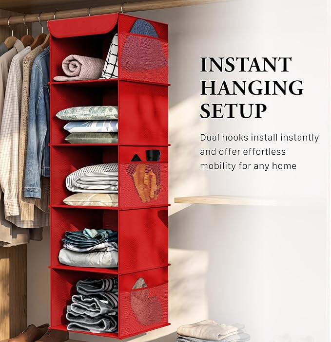 Simple Houseware 5 Shelf Hanging Closet Organizer, Top Support Metal Frame - Image 6