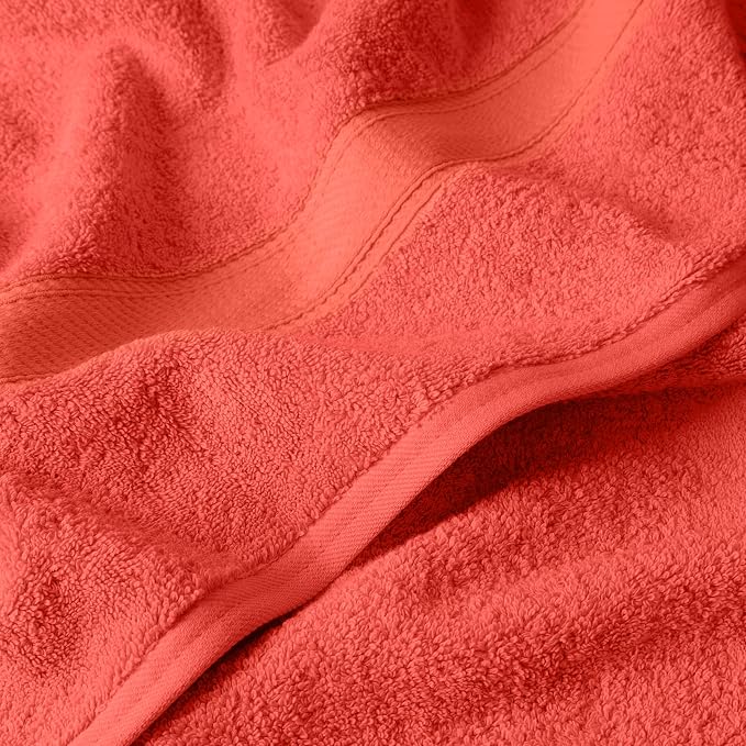 SUPERIOR Egyptian Cotton Ultra Plush & Absorbent, 6 Piece Set, Coral | Quick Dry - Image 4