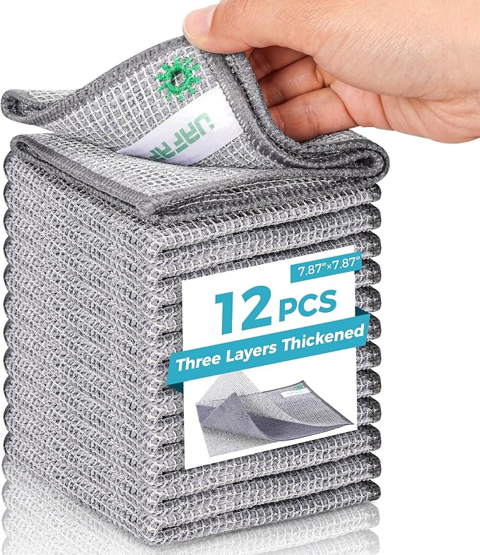 12 Pcs New Upgrade 3-Layer Non Scratch Wire Dishcloth, Cleans Fast Without by UAFAPCleaning