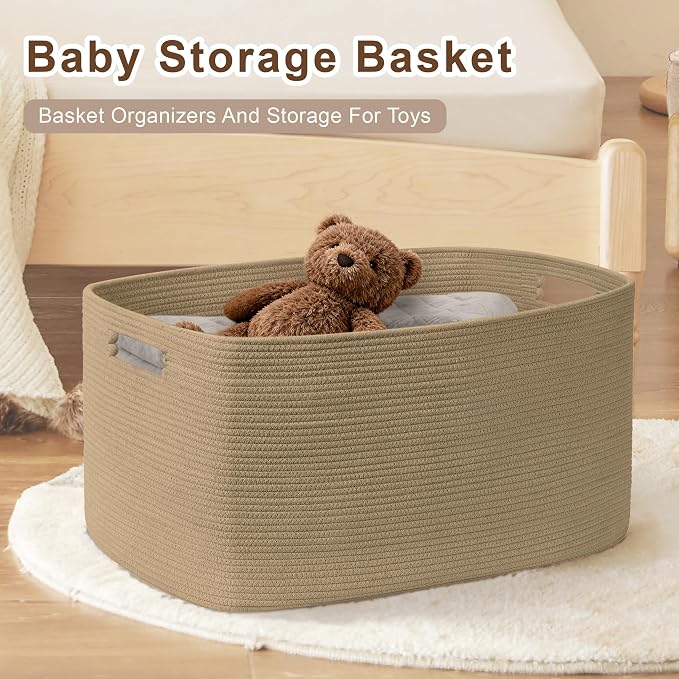 45L Small Woven Laundry Basket Hamper - Image 3