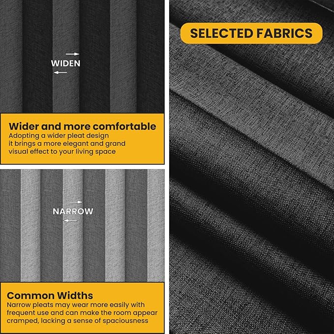 100% Blackout Accordion Room Divider Curtains - with Flexible Ceiling Track Total Privacy Sound Proof Curtains Suitable for Bedroom Patio Sliding Door(Black, W100 x L84, 1 Pack)
