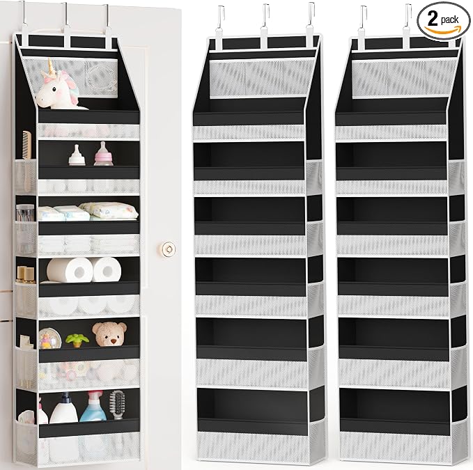 2 Pack Over the Door Organizer, Heavy-Duty 6-Shelf Hanging Storage by Criusia