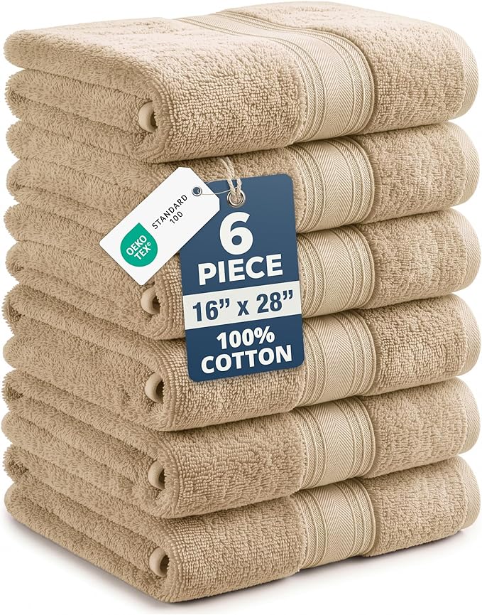 LANE LINEN Hand Towels Cotton 100% Cotton 6 Pack Soft Absorbent by LaneLinen