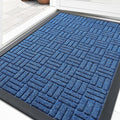 OLANLY Front Door Mat Outside Entrance 35x23, Absorbent, Heavy Duty Sturdy Natural Rubber Doormat Indoor Outdoor, Non-Slip, Stain and Fade Resistant, Low Profile Floor Mat for Entryway, Ocean Blue