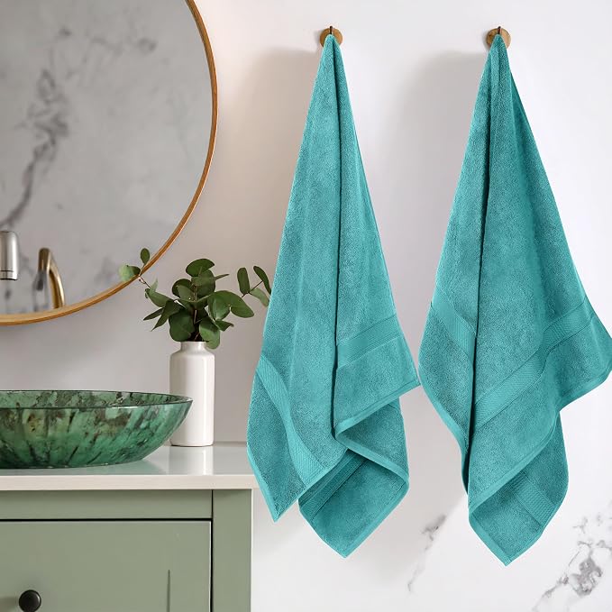 Superior Egyptian Cotton Plush & Absorbent, Bath Towel Set of 2, Turquoise | - Image 2