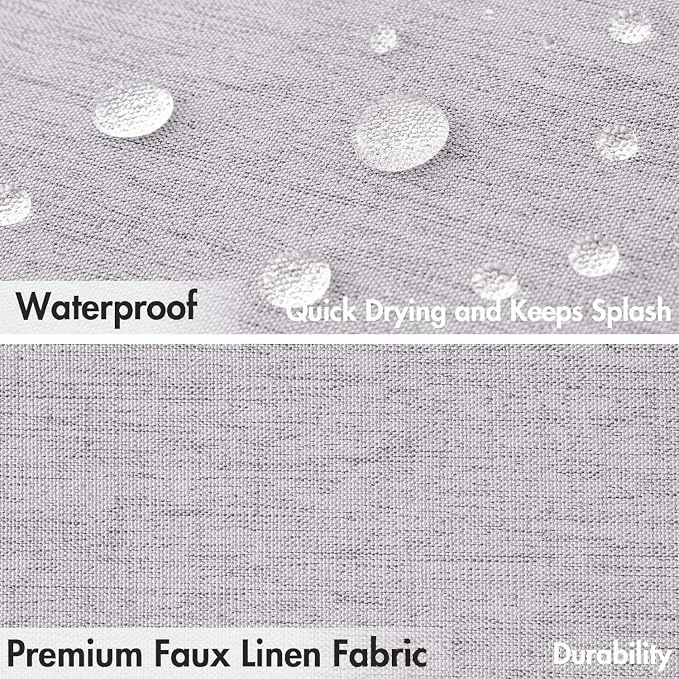 MIULEE 72"x84" Extra Long Scalloped Linen Shower Curtain Lavender - Image 3