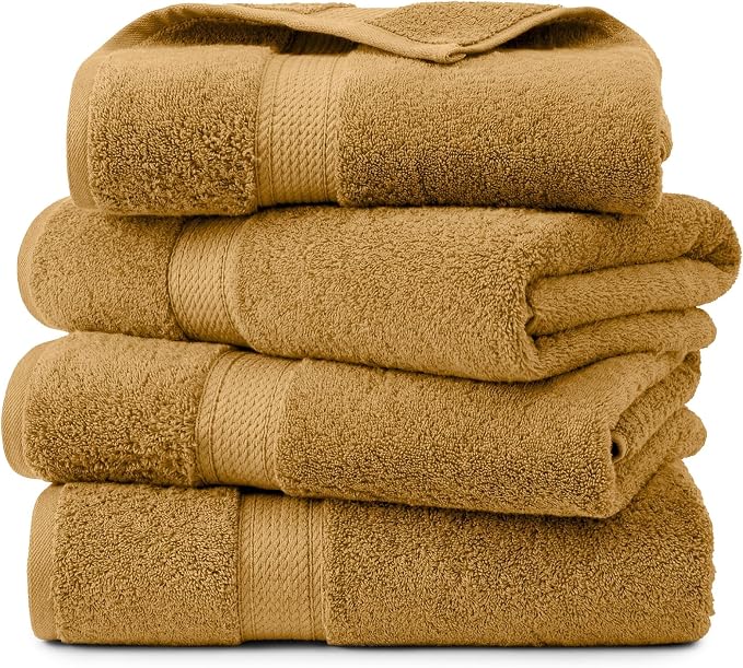 Superior Egyptian Cotton Plush & Absorbent, Bath Towel Set of 4, Soft Luxury by SUPERIOR