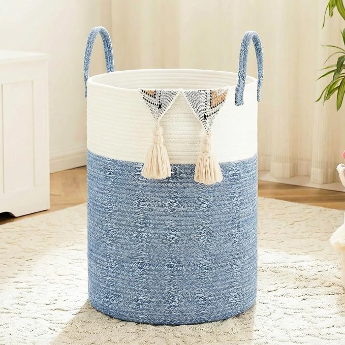 Laundry Basket, Woven Cotton Rope Laundry Hamper, 60L by Artfeel