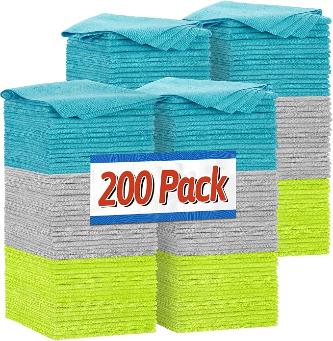 FIXSMITH Shop Towels, Microfiber Cleaning Cloth Bulk, 200 Pack Microfiber Towels by FIXSMITH