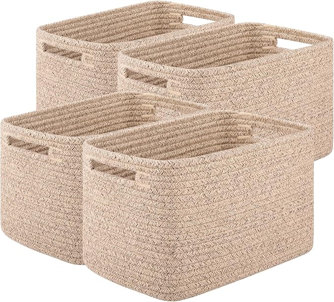 OIAHOMY 4 Pack Storage Baskets for Organizing 30L Cube Storage Bins Brown by MasterofSpaceOptimization
