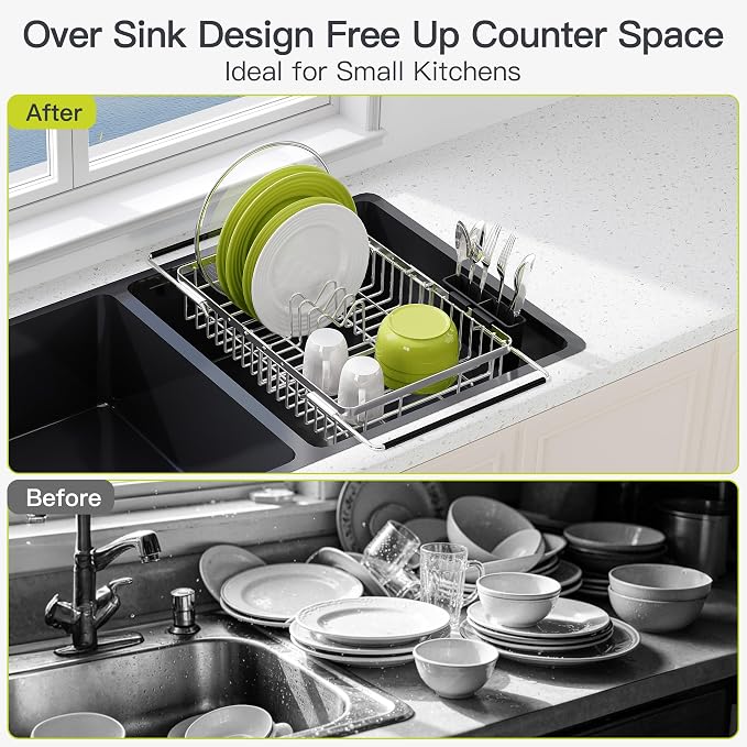 JASIWAY Expandable Dish Drying Rack Over the Sink - Image 2