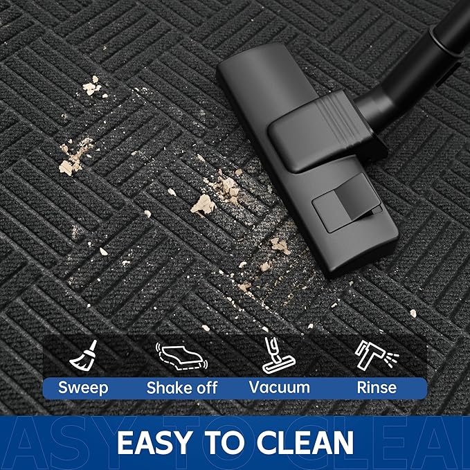 Durable Indoor Outdoor Door Mat, 3' x 6' Heavy Duty Front Door Mat for Entryway, Non-Slip Backing, Stain and Fade Resistant, Absorbent Commercial Floor Mat for High Traffic Area, Black