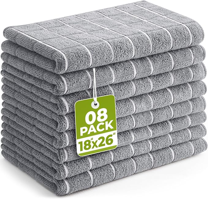 Utopia Towels Microfiber Kitchen Towels 8 Pack 18x26 Inch Grey by Unknown