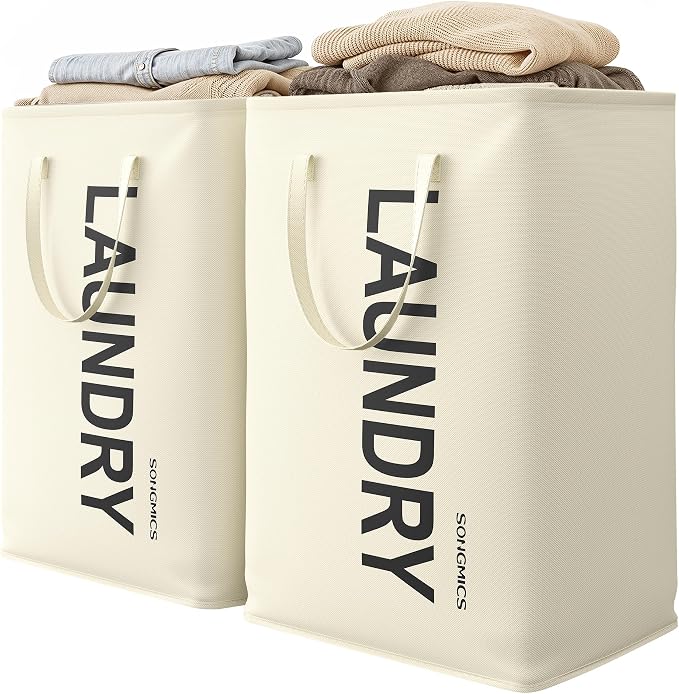 SONGMICS Laundry Hamper, 80L Foldable Basket, 2 Pack, Water-Repellent by Unknown