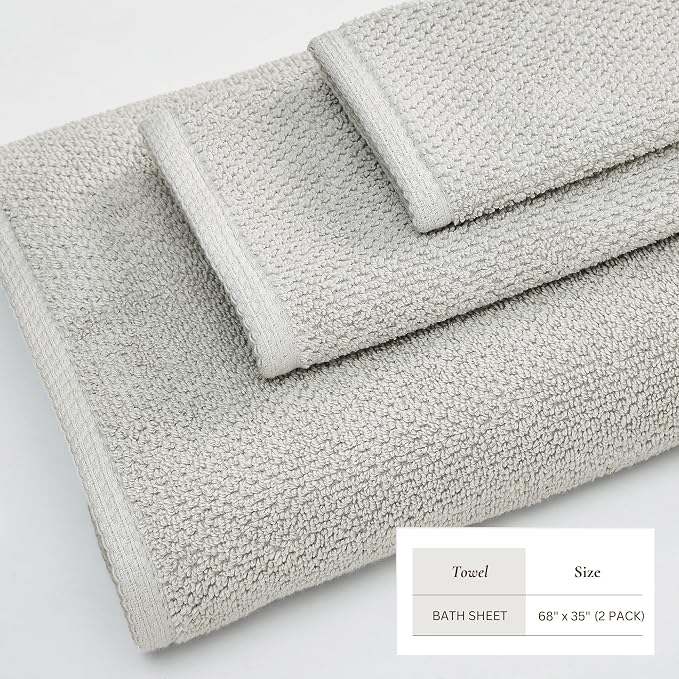Great Bay Home 100% Cotton Oversized 2 Pack 68x35 Extra Large Towel Set - Image 4
