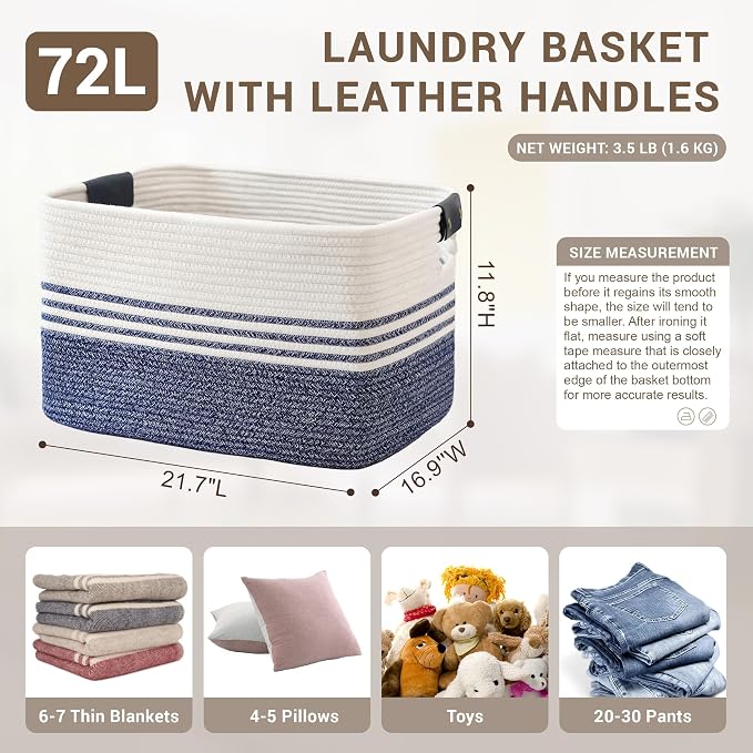 72L Woven Laundry Basket Hamper - Image 2