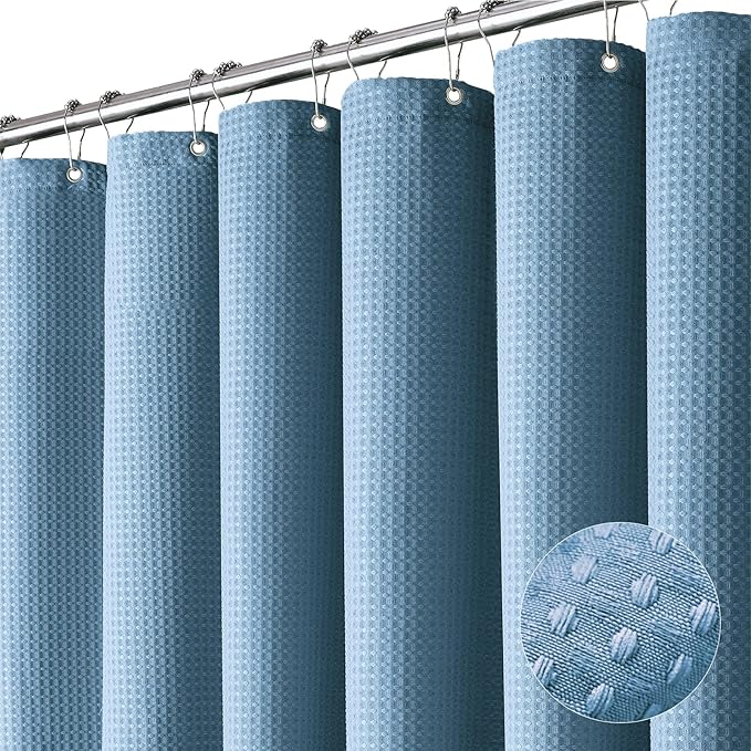 Dynamene Extra Wide Waffle Shower Curtain 256 GSM 108"x72" Moonlight Blue by Dynamene