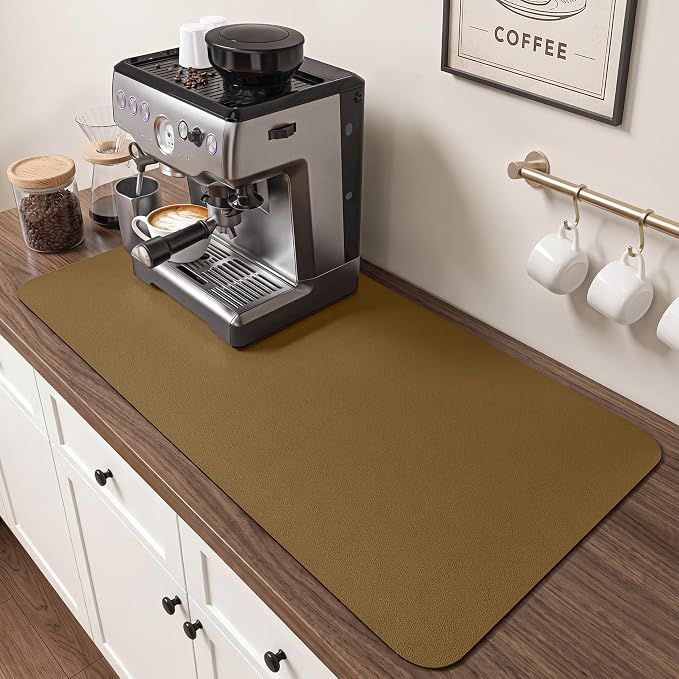 PoYang 31.5x17 Inch Coffee Mat, Extra Large Dish Drying Mat, Stain-Hiding by PoYang