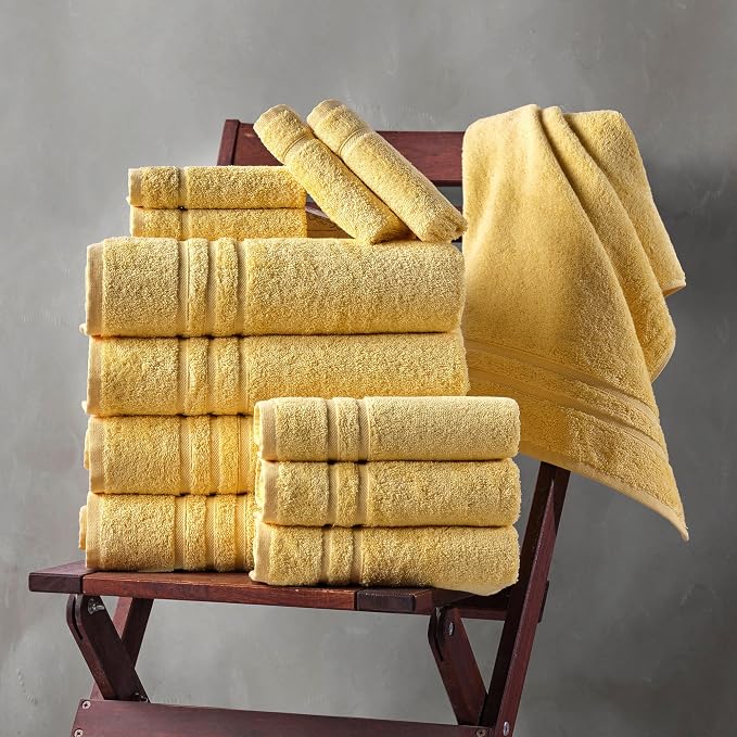 Hawmam Linen Yellow Bath Towels 4 Pack Soft and Absorbent - Image 5