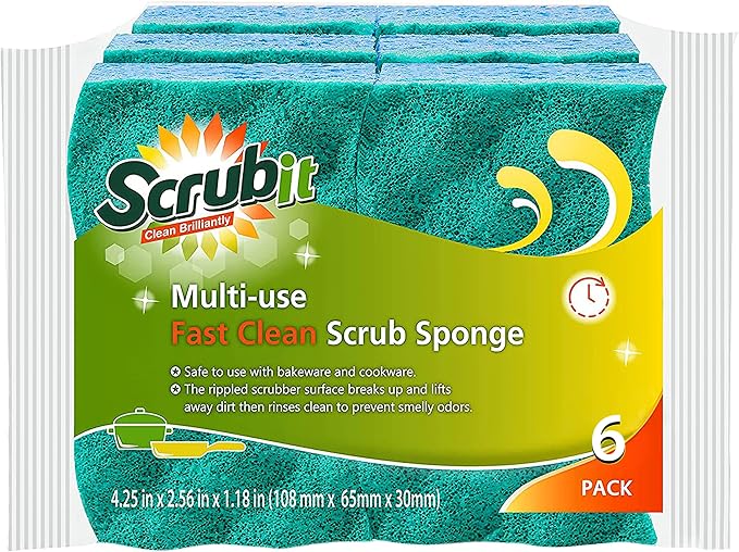SCRUBIT Multi-Use Scrub Sponge – Non-Scratch Kitchen Sponges by SCRUBIT