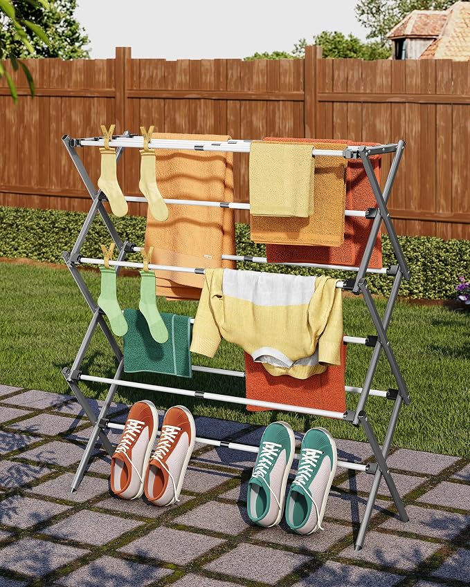 3-Tier Foldable Clothes Drying Rack, 37.6" H, Tool-free Assembly, Extendable - Image 8