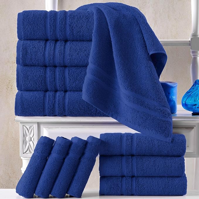 Hawmam Linen Royal Blue Bath Towels 4 Pack Soft and Absorbent - Image 2