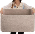 OIAHOMY 75L Large Blanket Basket Woven Cotton Rope Storage Basket Brown by MasterofSpaceOptimization