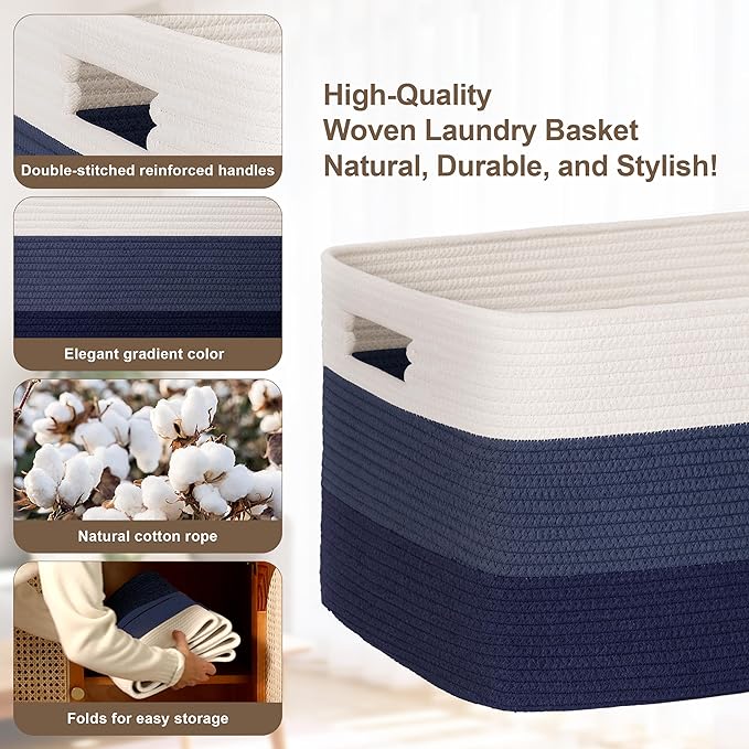 86L Large Woven Laundry Basket Hamper - Image 5