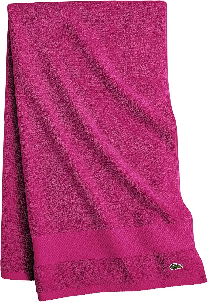 Lacoste Heritage 100% Supima Cotton Hand Towel 16" x 30", Magenta | Highly - Image 2