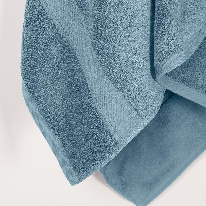 Superior Egyptian Cotton Plush & Absorbent, Bath Towel Set of 2, Denim Blue | - Image 6
