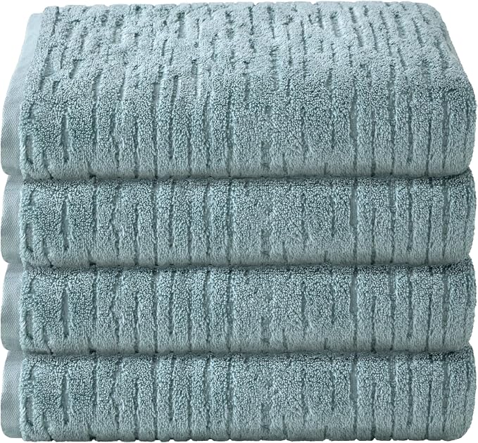 SKL Home CloudSoft 100% Cotton Luxury 4-Piece Bath Towel Set, Teal | Premium by SKLHomebySaturdayKnightLtd