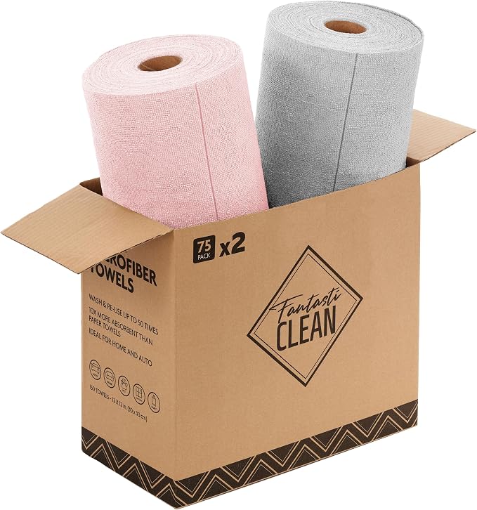 Fantasticlean Microfiber Cleaning Cloth Rolls-150 Sheets, Tear-away Microfiber by Fantasticlean
