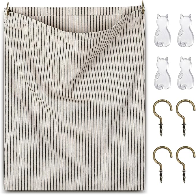 Reusable Dirty Rag Storage Linen Bag, Vertical Stripes by Ribbonlic
