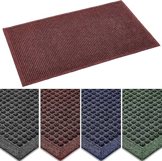 Ecomills Rubber Doormat, Extra Large, 36" x 60", Brown, XL, Absorbent Indoor Outdoor, Stain Resistant, Rubber Non Slip Backing, Heavy Duty, Durable