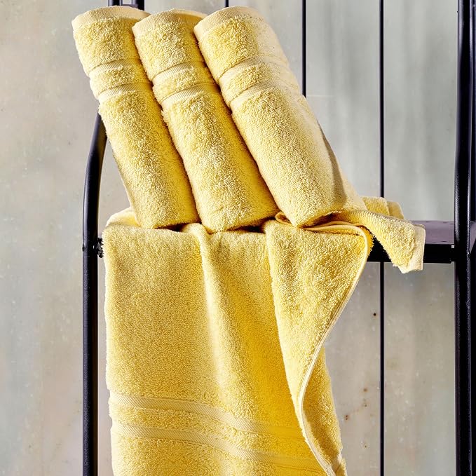 Hawmam Linen Yellow Hand Towels 4 Pack Turkish Cotton Premium Quality Soft and - Image 6