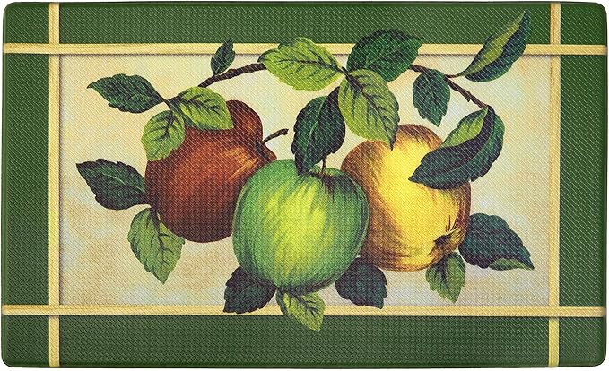 Anti-Fatigue Floor Comfort Mat - 18 x 30 Inch (Apple Orchard) - Waterproof Non-Slip Rug - Easy to Clean Cushioned Mat for Kitchen, Bathroom, Standing Desk & Office - Achim Home Decor Multi Color