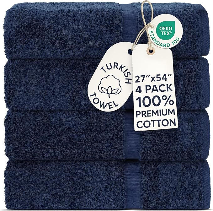 Chakir Turkish Linens 100% Cotton 4-Pack Bath Towels 27x54, Oeko-Tex Certified by ChakirTurkishLinens