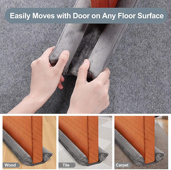 GDHOMM Door Draft Stopper for Bottom of Doors, Door Sweep Gap Filler Soundproof - Image 7
