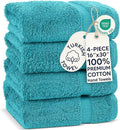 Chakir Turkish Linens 100% Cotton 4-Pack Hand Towels 16x30, Aqua | Premium by ChakirTurkishLinens