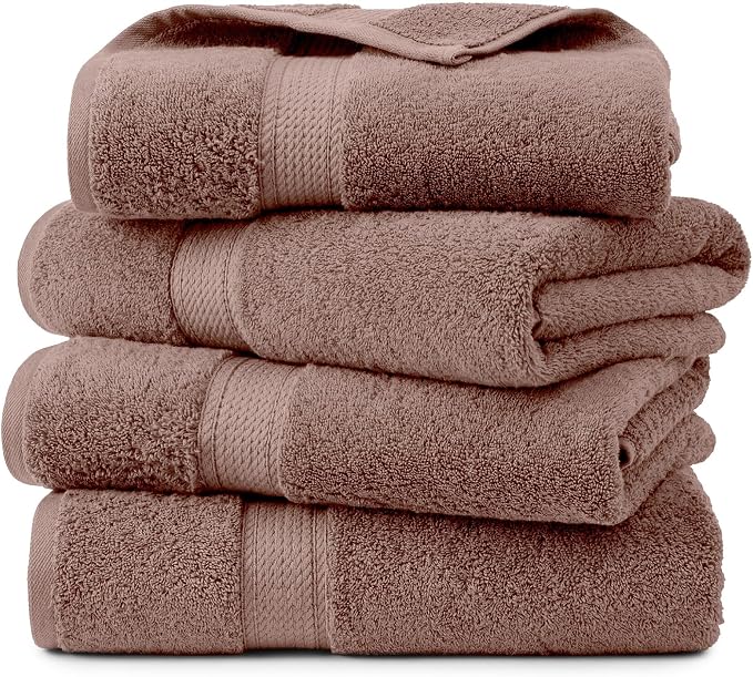 Superior Egyptian Cotton Plush Absorbent, Bath Towel Set of 4, Muted Mauve | by SUPERIOR