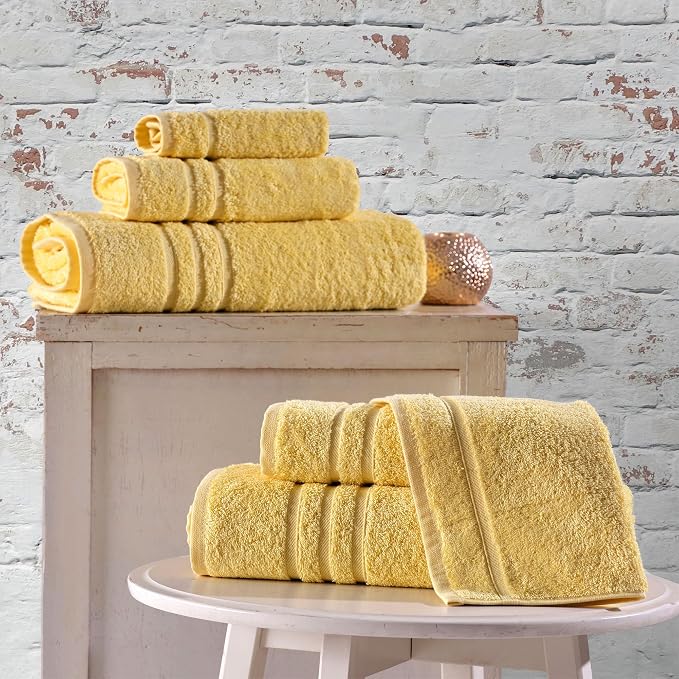 Hawmam Linen Yellow 6 Piece Bath Towels Set - Image 2